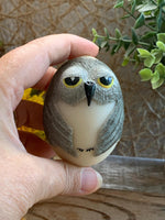Load image into Gallery viewer, Mini Owl Figurine with Pedestal – Resin Egg Owl – Cute Woodland Shelf Decor
