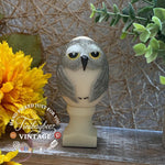 Load image into Gallery viewer, Mini Owl Figurine with Pedestal – Resin Egg Owl – Cute Woodland Shelf Decor
