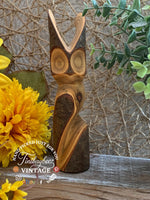 Load image into Gallery viewer, Rustic Hand-Carved Wooden Owl Figurine – Made in Canada – Natural Folk Art Decor
