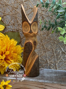 Rustic Hand-Carved Wooden Owl Figurine – Made in Canada – Natural Folk Art Decor