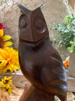 Load image into Gallery viewer, Solid Wood Hand Carved Owl Sculpture – 8.75” Tall – Rustic Folk Art Decor
