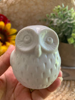 Load image into Gallery viewer, Mini White Ceramic Owl Figurine – 3” Tall – Glossy Pottery Modern Decor
