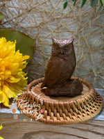 Load image into Gallery viewer, Mini Resin Owl Figurine – 2.25” Tall – Faux Wood Look – Rustic Wildlife Decor
