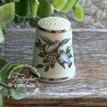 Load image into Gallery viewer, Royal Worcester Bone China Thimble Bluebirds and Blossoms 1980s Vintage England 1 Inch Miniature Collectible
