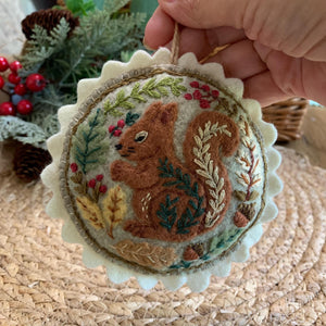 Hand Embroidered Felt Squirrel Ornament - Felt Woodland Animal - Squirrel Lover Gift