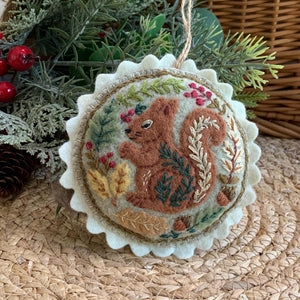 Hand Embroidered Felt Squirrel Ornament - Felt Woodland Animal - Squirrel Lover Gift
