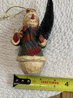 Load image into Gallery viewer, Vintage Snowman Ornament with Bottle Brush Tree – Rustic Pot Holiday Decor
