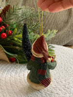 Load image into Gallery viewer, Vintage Snowman Ornament with Bottle Brush Tree – Rustic Pot Holiday Decor
