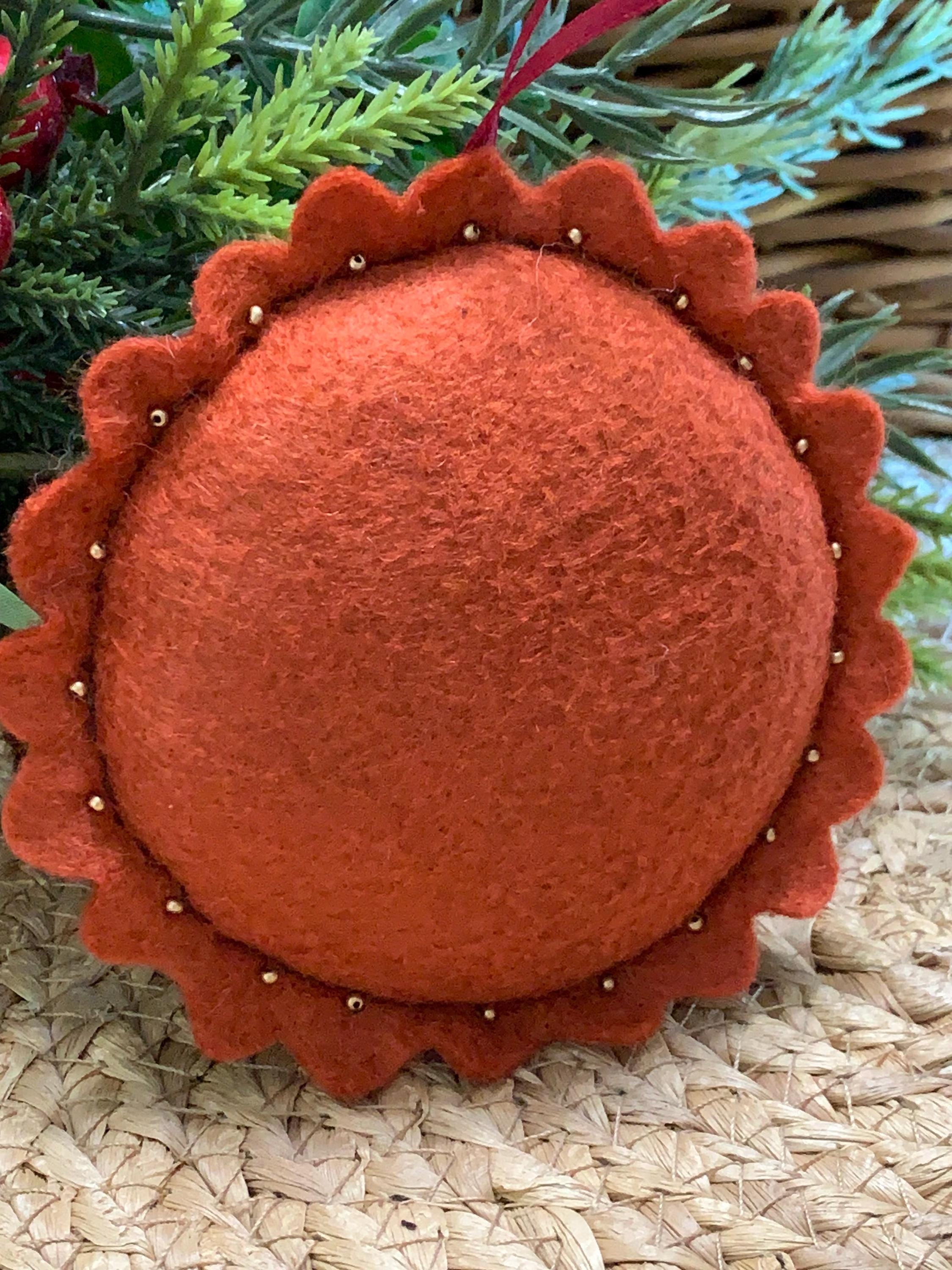 Embroidered Felt Fox Ornament - Woodland Christmas Decoration - Hand Stitched Cozy Fox - Rustic Animal Holiday Decor