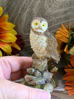 Load image into Gallery viewer, Vintage Owl Figurines Pair – 1996 Prestige Designs &amp; Munro – Short Eared Owl Wildlife Resin Sculptures – Realistic Fall Decor
