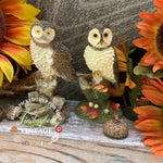 Load image into Gallery viewer, Vintage Owl Figurines Pair – 1996 Prestige Designs &amp; Munro – Short Eared Owl Wildlife Resin Sculptures – Realistic Fall Decor
