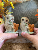 Load image into Gallery viewer, Vintage Beswick Beatrix Potter Figurines – Old Mr. Brown Owls with Squirrel – England 1963 – Storybook Animal Pair
