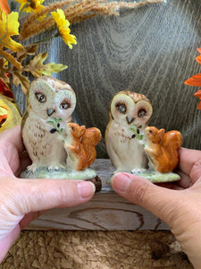 Vintage Beswick Beatrix Potter Figurines – Old Mr. Brown Owls with Squirrel – England 1963 – Storybook Animal Pair