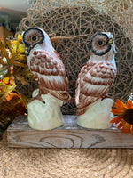 Load image into Gallery viewer, Vintage Italian Owl Figurines – Hand Painted Ceramic Pottery Pair – Marked Italy – 8 Inch Tall Owls
