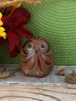Load image into Gallery viewer, Vintage Hand-Painted Mexican Folk Art Owl Figurine – Red &amp; Black Pottery
