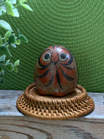 Load image into Gallery viewer, Vintage Hand-Painted Mexican Folk Art Owl Figurine – Red &amp; Black Pottery
