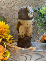 Load image into Gallery viewer, Tall Ceramic Owl Figurine – Rustic Woodland Style – 6.5” Owl Statue
