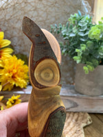 Load image into Gallery viewer, Rustic Hand-Carved Wooden Owl Figurine – Made in Canada – Natural Folk Art Decor
