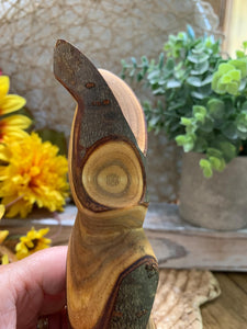 Rustic Hand-Carved Wooden Owl Figurine – Made in Canada – Natural Folk Art Decor