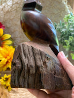 Load image into Gallery viewer, Solid Wood Hand Carved Owl Sculpture – 8.75” Tall – Rustic Folk Art Decor
