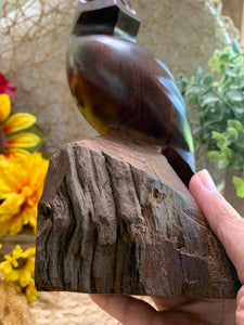 Solid Wood Hand Carved Owl Sculpture – 8.75” Tall – Rustic Folk Art Decor