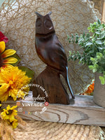 Load image into Gallery viewer, Solid Wood Hand Carved Owl Sculpture – 8.75” Tall – Rustic Folk Art Decor
