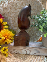 Load image into Gallery viewer, Solid Wood Hand Carved Owl Sculpture – 8.75” Tall – Rustic Folk Art Decor
