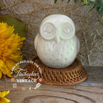 Load image into Gallery viewer, Mini White Ceramic Owl Figurine – 3” Tall – Glossy Pottery Modern Decor
