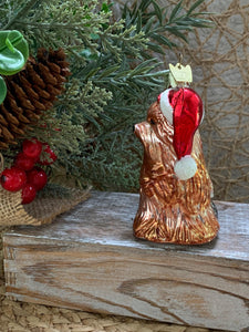 Vintage KSA Glass Yorkie Dog Christmas Ornament – Hand Painted Plaid Coat