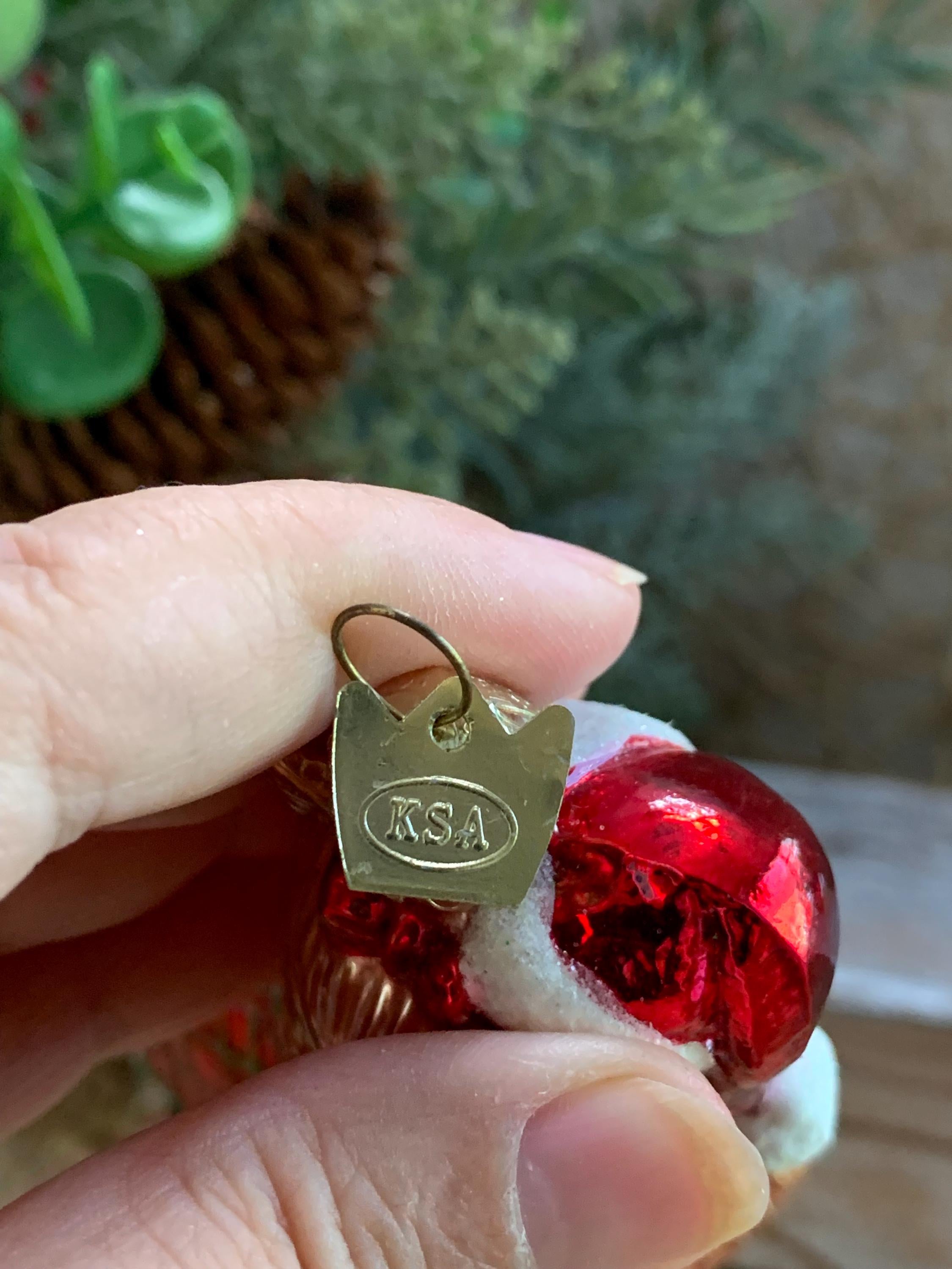 Vintage KSA Glass Yorkie Dog Christmas Ornament – Hand Painted Plaid Coat
