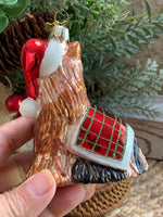 Load image into Gallery viewer, Vintage KSA Glass Yorkie Dog Christmas Ornament – Hand Painted Plaid Coat
