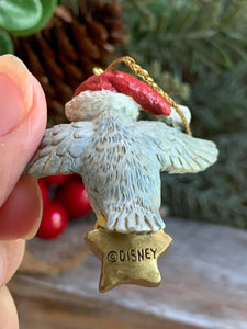 Vintage Disney Owl Christmas Ornament – Santa Hat & Star – 1.5” Resin Figure