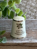Load image into Gallery viewer, Royal Worcester Bone China Thimble Bluebirds and Blossoms 1980s Vintage England 1 Inch Miniature Collectible
