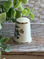 Load image into Gallery viewer, Royal Worcester Bone China Thimble Bluebirds and Blossoms 1980s Vintage England 1 Inch Miniature Collectible
