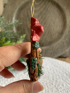 Vintage Squirrel Ornament - Silvestri Wreath with Bow and Berries - 1980s Taiwan