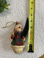 Load image into Gallery viewer, Vintage Snowman Ornament with Bottle Brush Tree – Rustic Pot Holiday Decor
