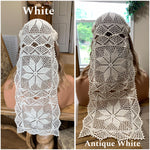 Load image into Gallery viewer, Handmade Crochet Wedding Veil – Available in Cream, Ecru, Antique White &amp; White with Freshwater Pearl Accents
