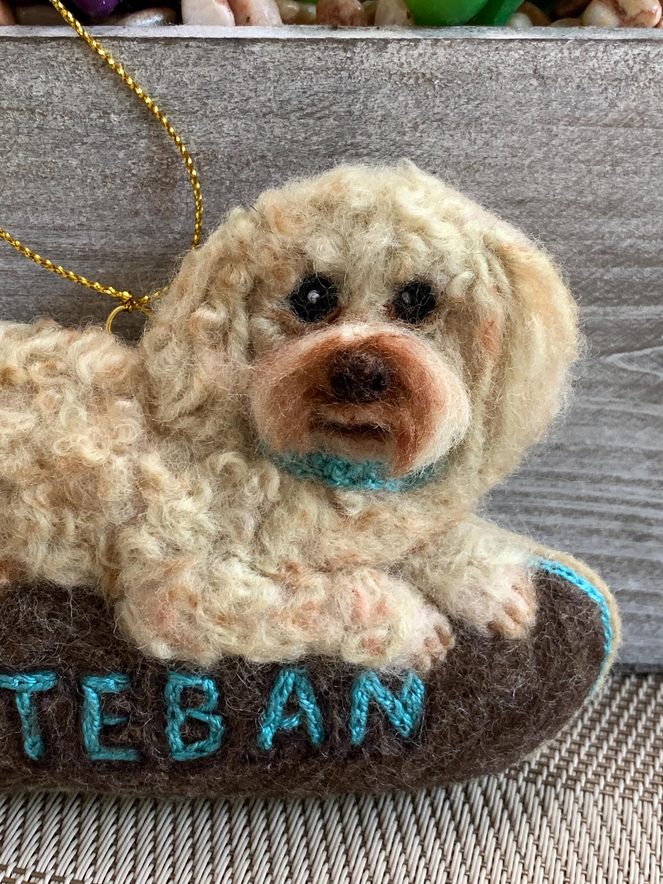 Custom Poodle Ornament – Needle Felted Pet Keepsake – Personalized Dog Memorial or Holiday Gift