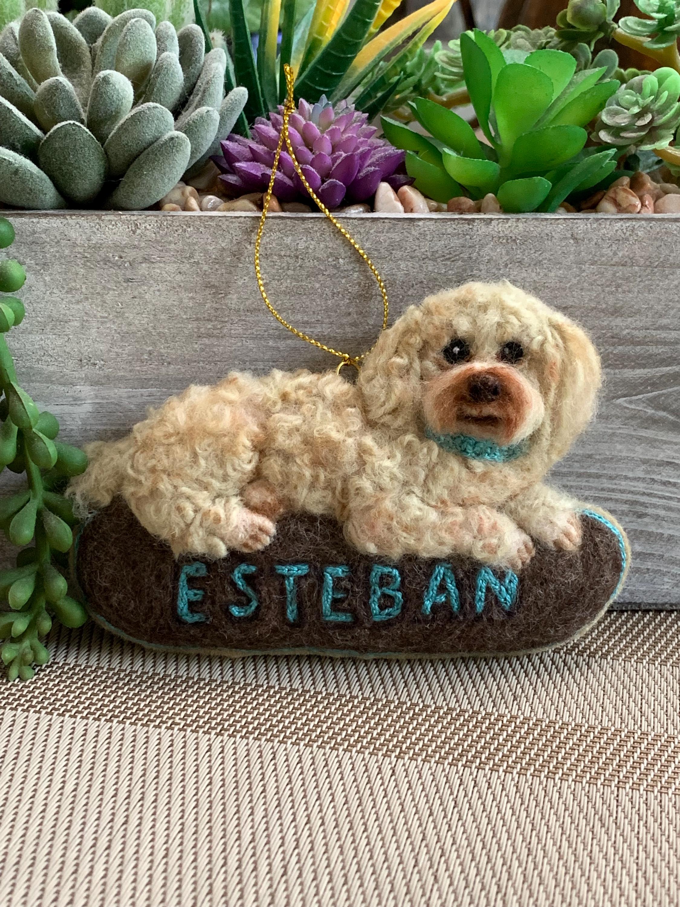 Custom Poodle Ornament – Needle Felted Pet Keepsake – Personalized Dog Memorial or Holiday Gift