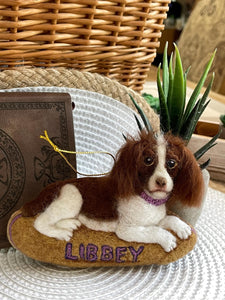 Custom Brittany Spaniel Ornament – Needle Felted Pet Keepsake – Personalized Dog Memorial or Holiday Gift