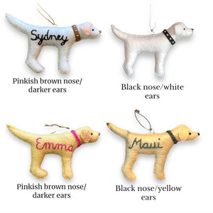 Personalized Labrador Retriever Ornament-Black Lab-Yellow Lab-Chocolate Lab-Lab Lover Gift-Felt Dog Ornament-Dog Ornament