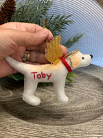 Load image into Gallery viewer, Personalized Labrador Angel Ornament with a crochet collar-Pet Memorial
