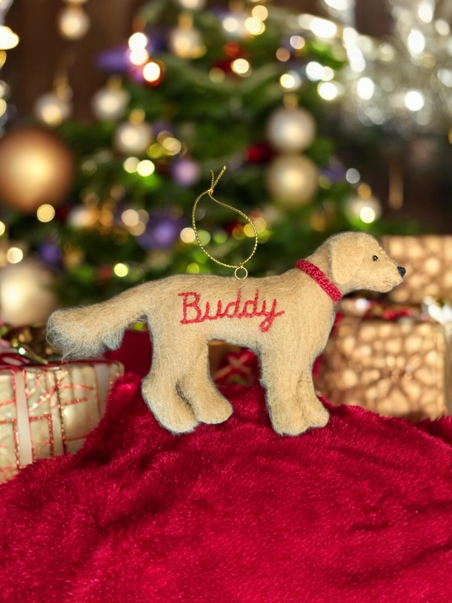 Personalized Golden Retriever Felt Ornament-Valentines Day Gift