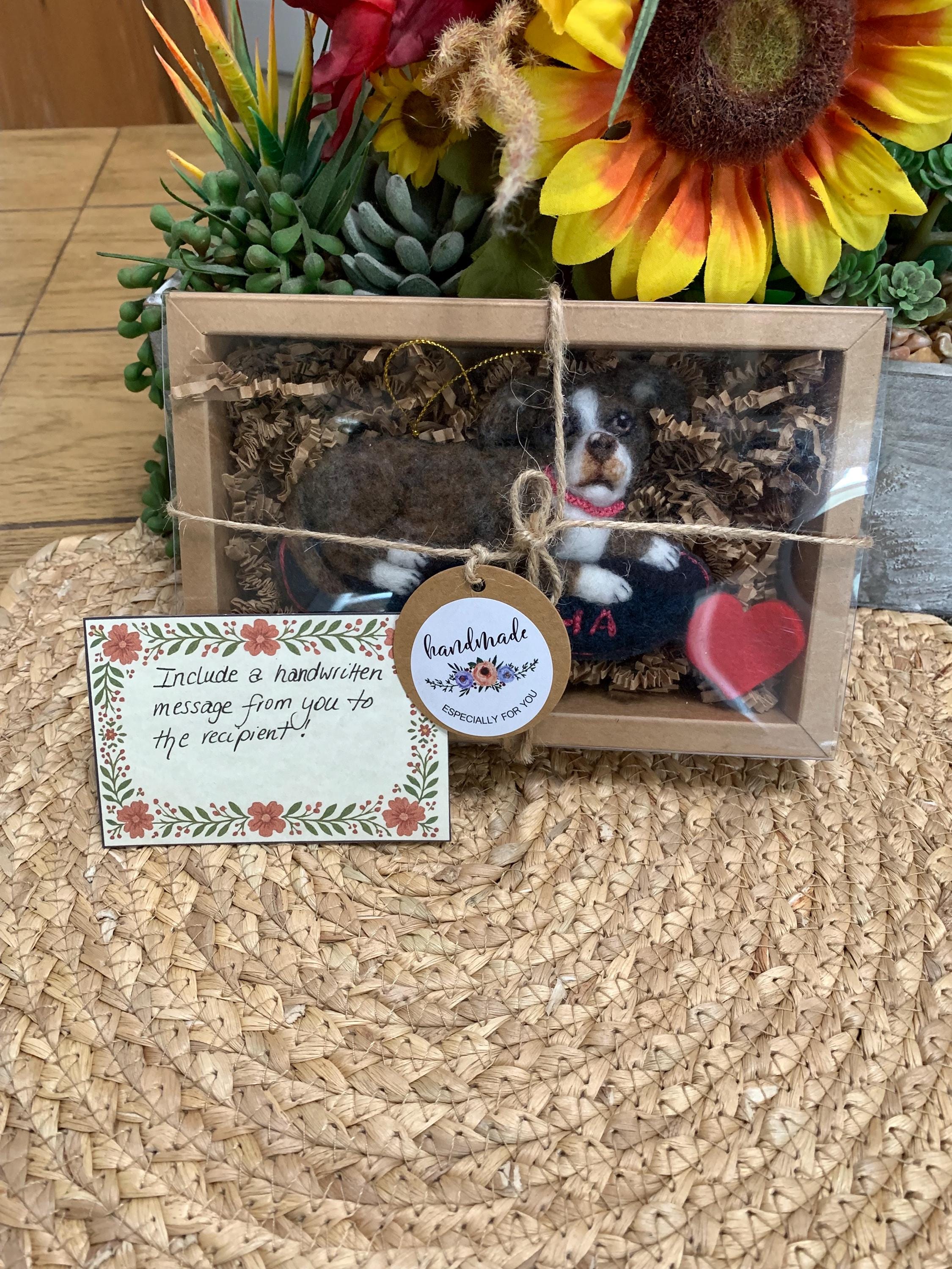 Custom Pitbull Ornament – Needle Felted Pet Keepsake – Personalized Dog Memorial or Holiday Gift