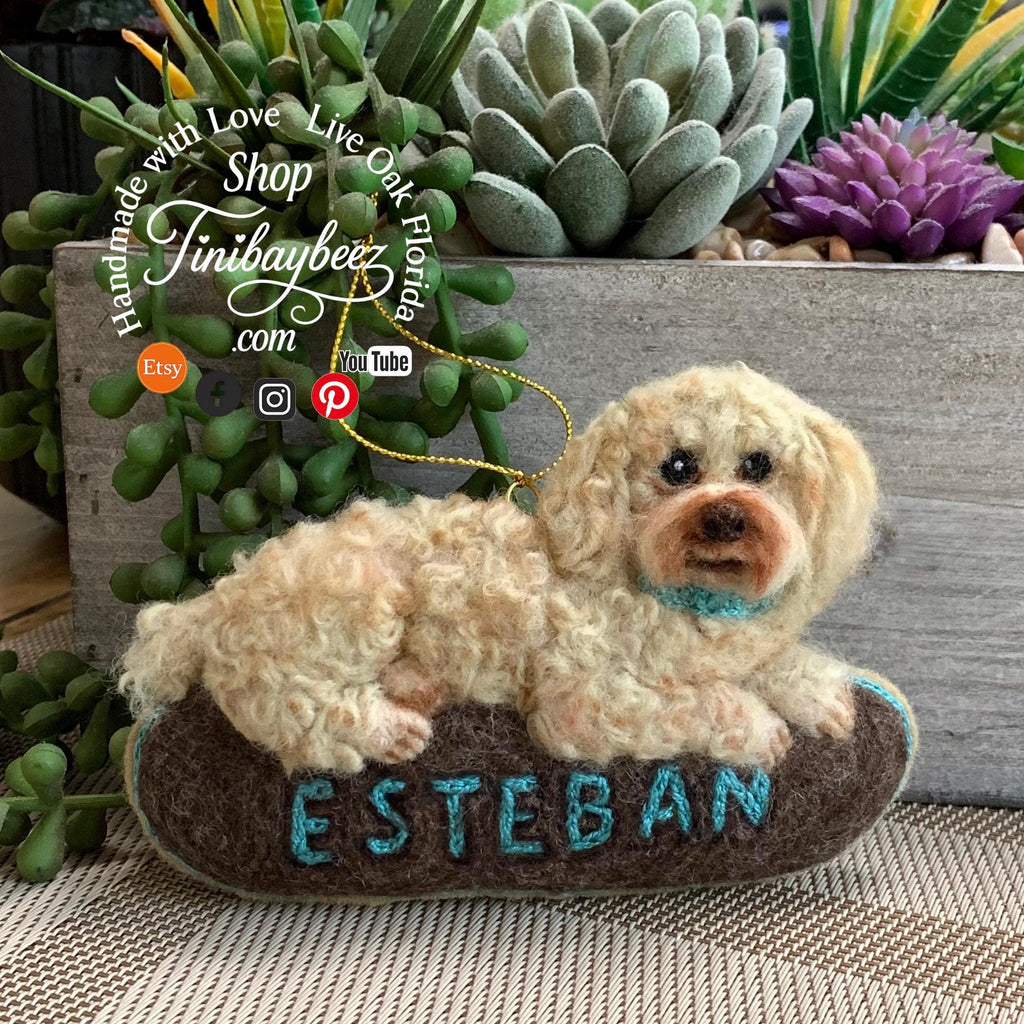 Custom Poodle Ornament – Needle Felted Pet Keepsake – Personalized Dog Memorial or Holiday Gift
