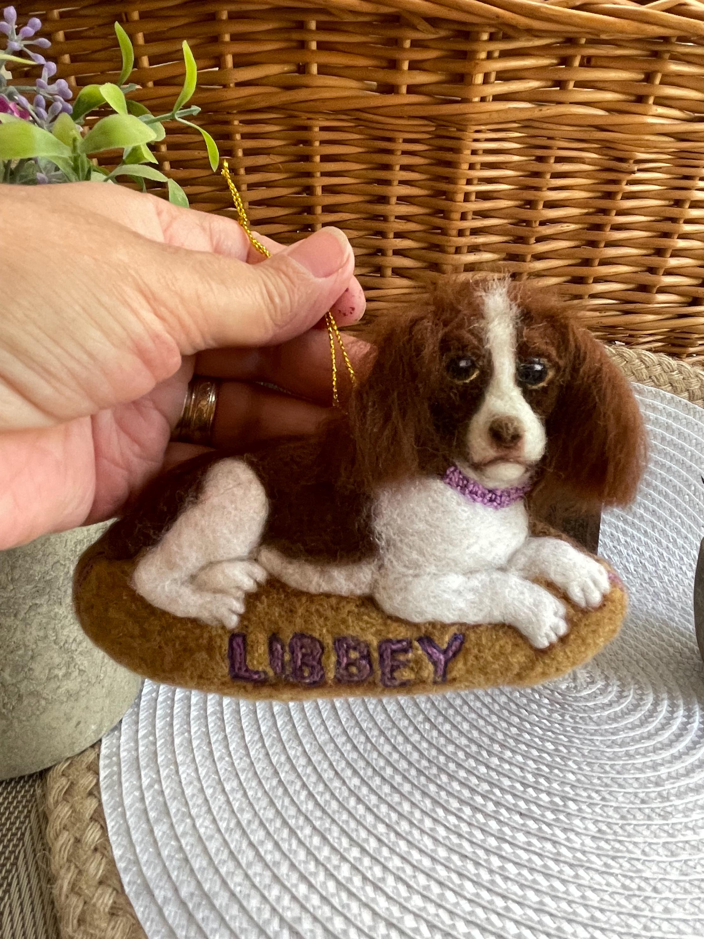 Custom Brittany Spaniel Ornament – Needle Felted Pet Keepsake – Personalized Dog Memorial or Holiday Gift