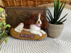 Custom Brittany Spaniel Ornament – Needle Felted Pet Keepsake – Personalized Dog Memorial or Holiday Gift