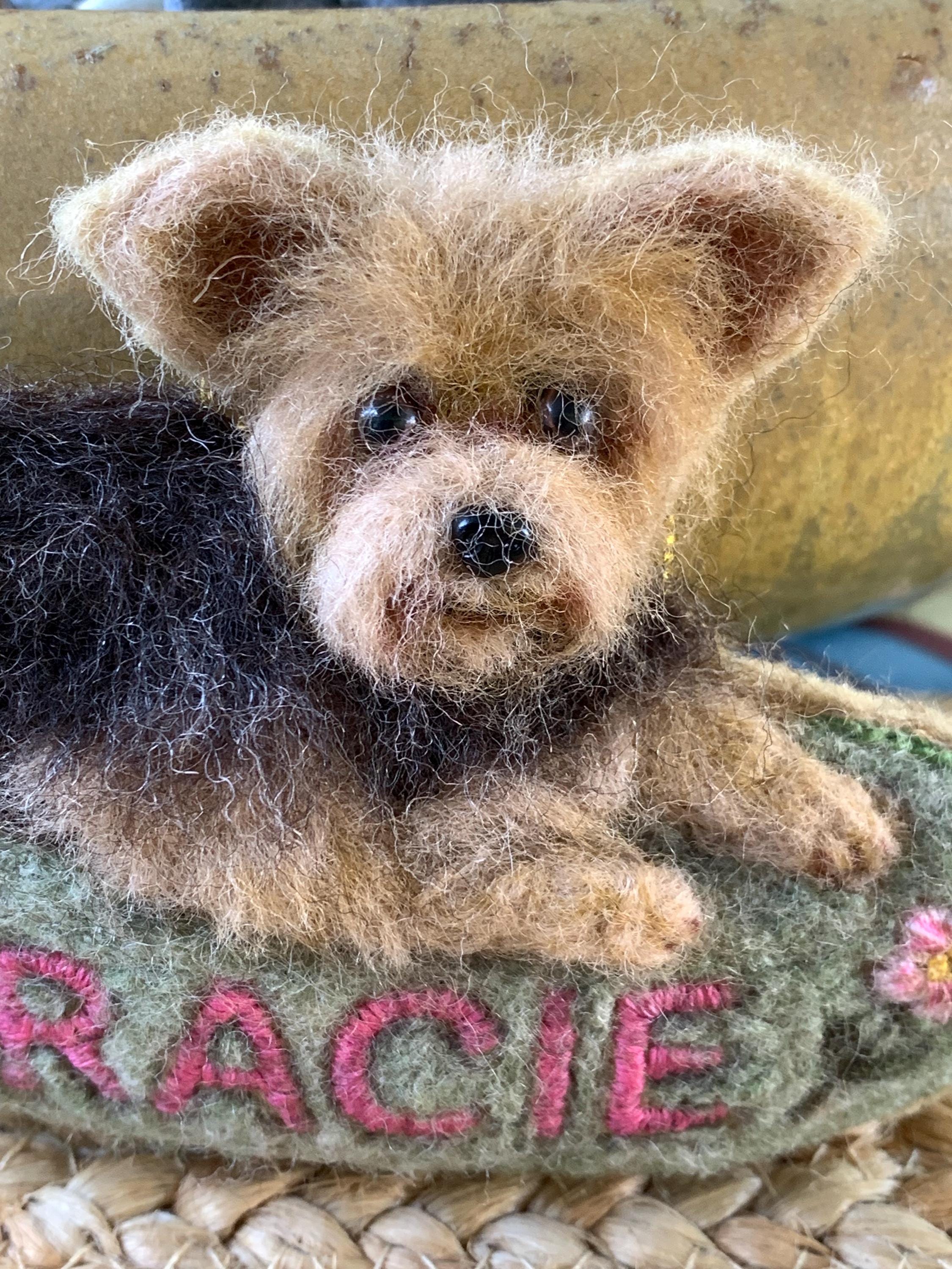 Custom Needle Felted Yorkshire Terriers Ornament: Personalized Pet Memorial Keepsake