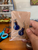 Load image into Gallery viewer, Blue Miniature Glass Bottle Earrings
