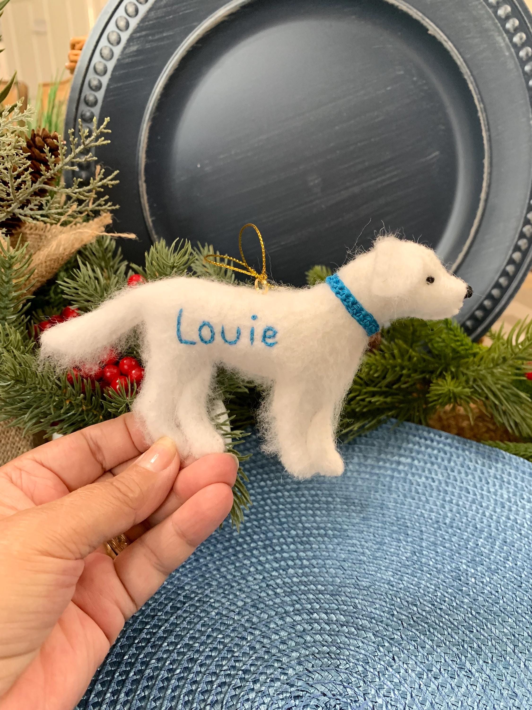 Personalized English Cream Golden Retriever Felt Ornament